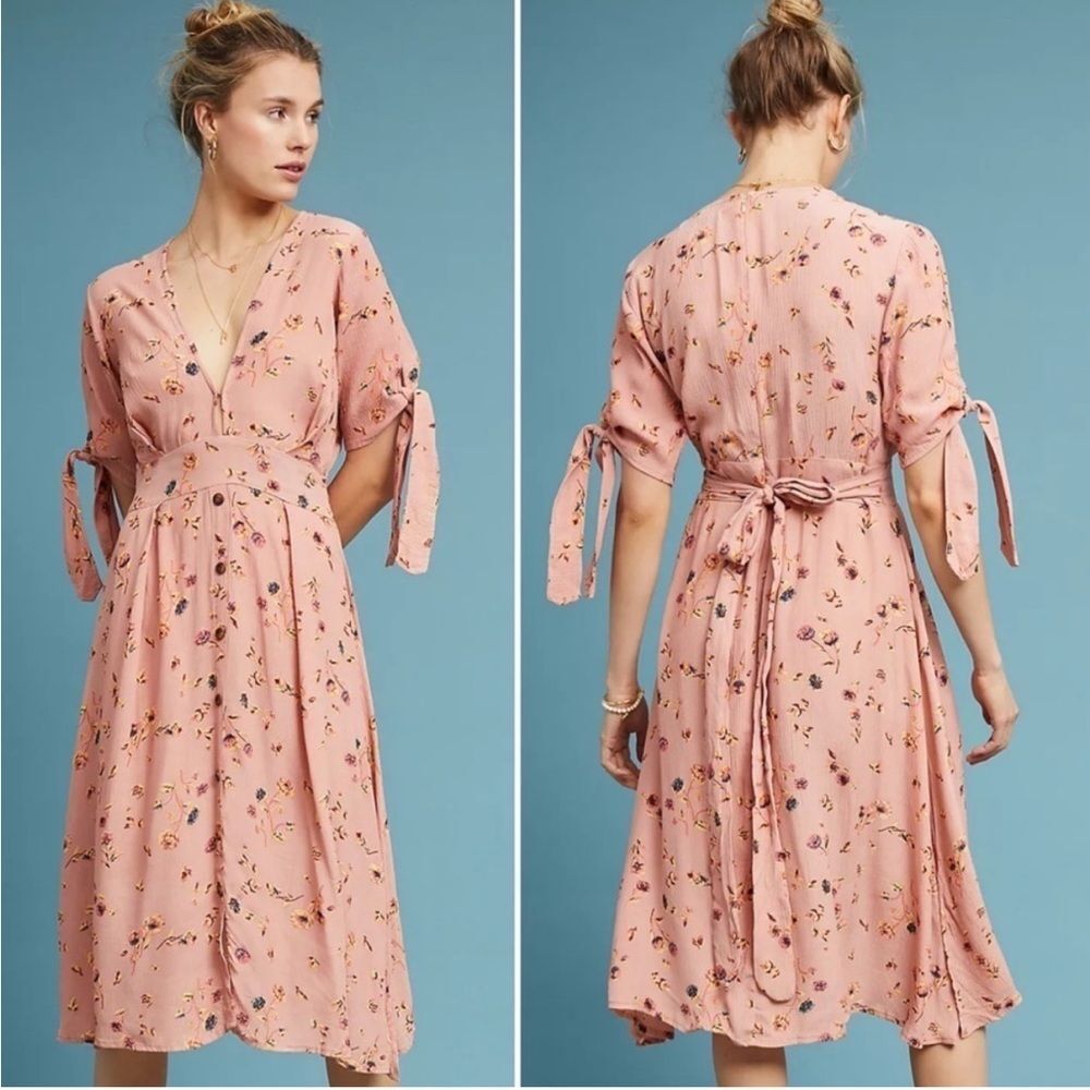 Faithful the Brand Nina Midi Dress Size 2 Pink‎ Salina Floral Print